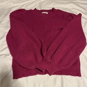&merci Women's Magenta Hot Pink Sweater- Size Small - Puff Sleeves - #164672 EUC